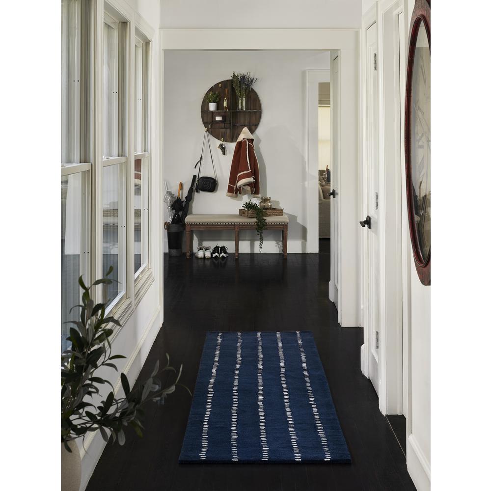 Contemporary Runner Area Rug, Navy, 2'6" X 8' Runner. Picture 12