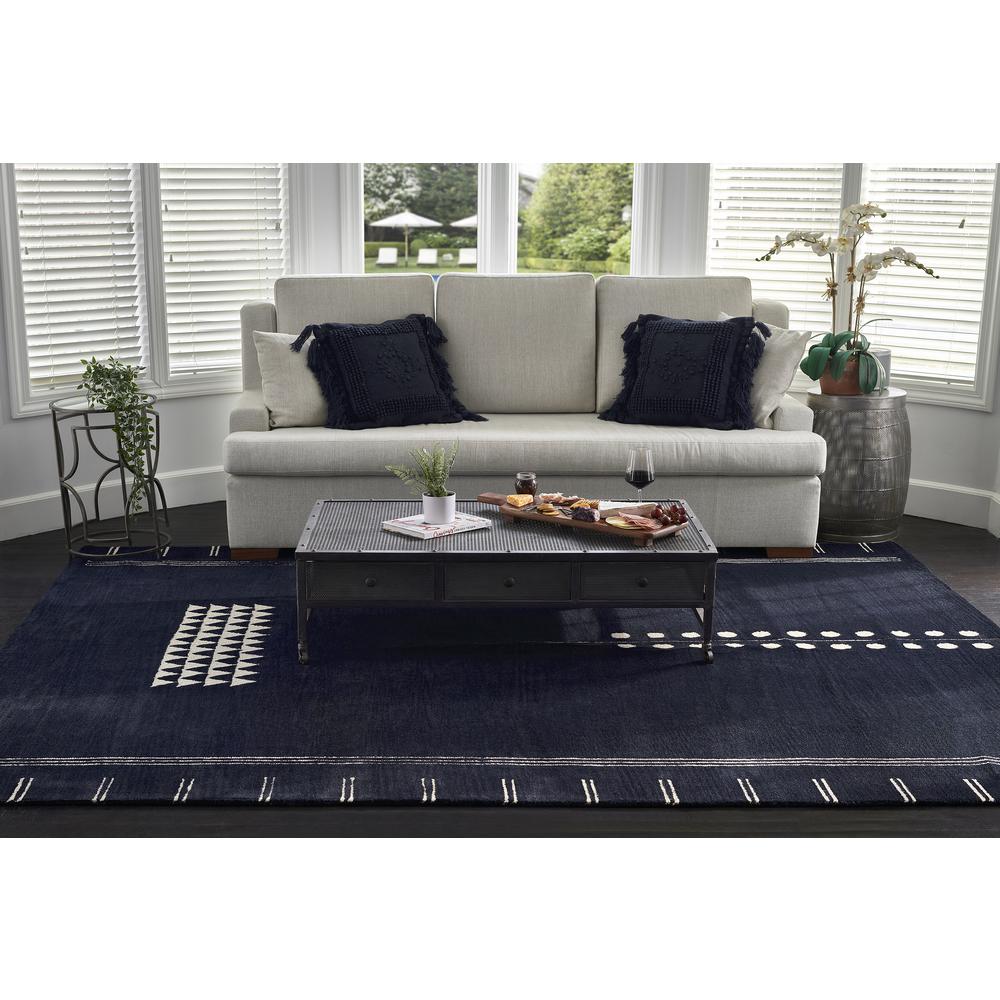 Contemporary Runner Area Rug, Navy, 2'6" X 8' Runner. Picture 11