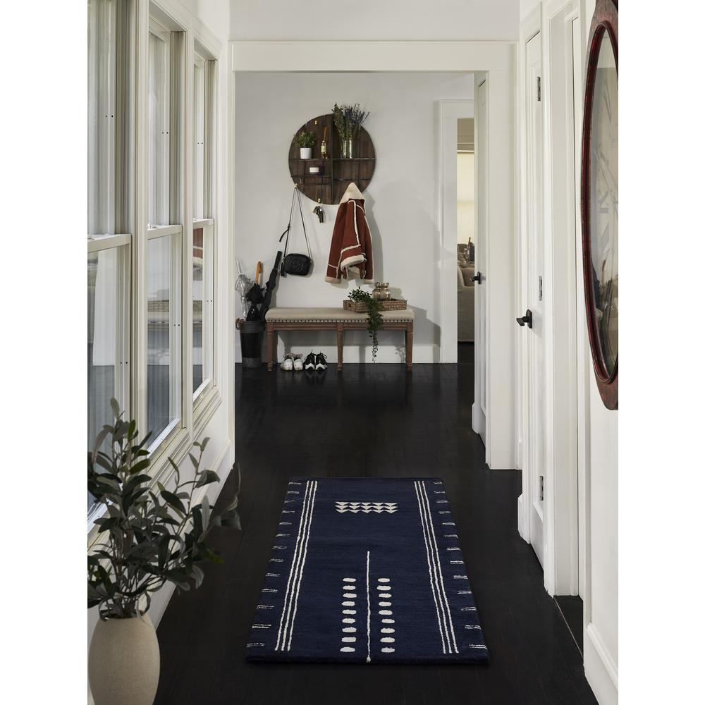Contemporary Runner Area Rug, Navy, 2'6" X 8' Runner. Picture 13