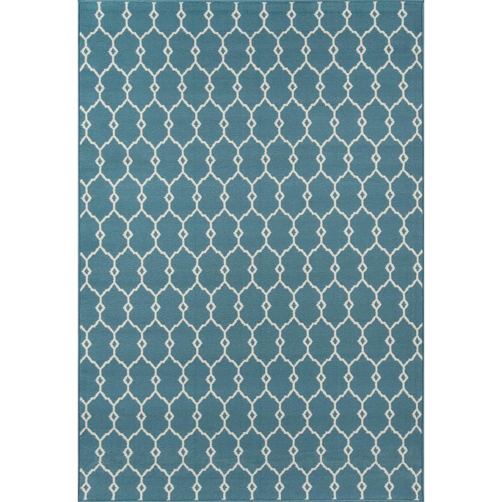 Contemporary Runner Area Rug, Blue, 2'3" X 7'6" Runner. Picture 1