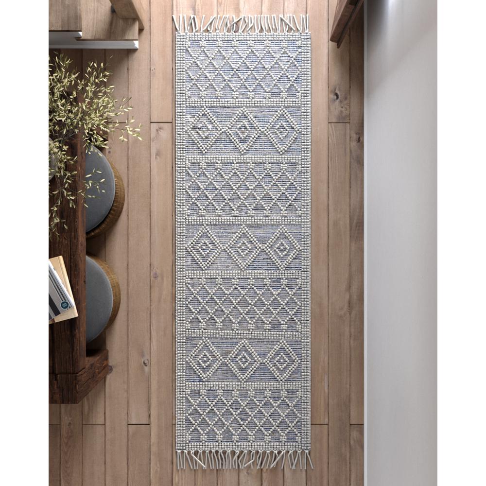 Contemporary Runner Area Rug, Blue, 2'3" X 8' Runner. Picture 9