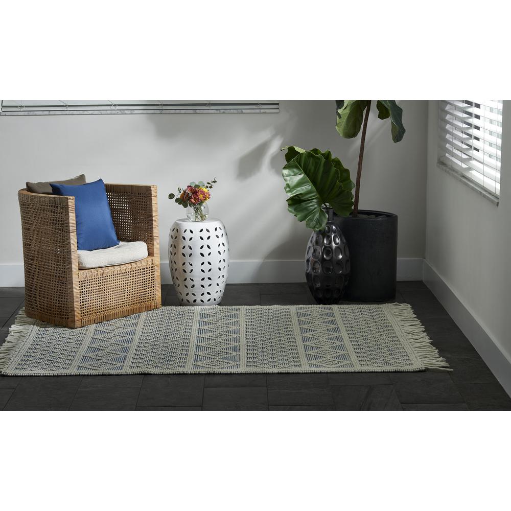 Contemporary Runner Area Rug, Blue, 2'3" X 8' Runner. Picture 5
