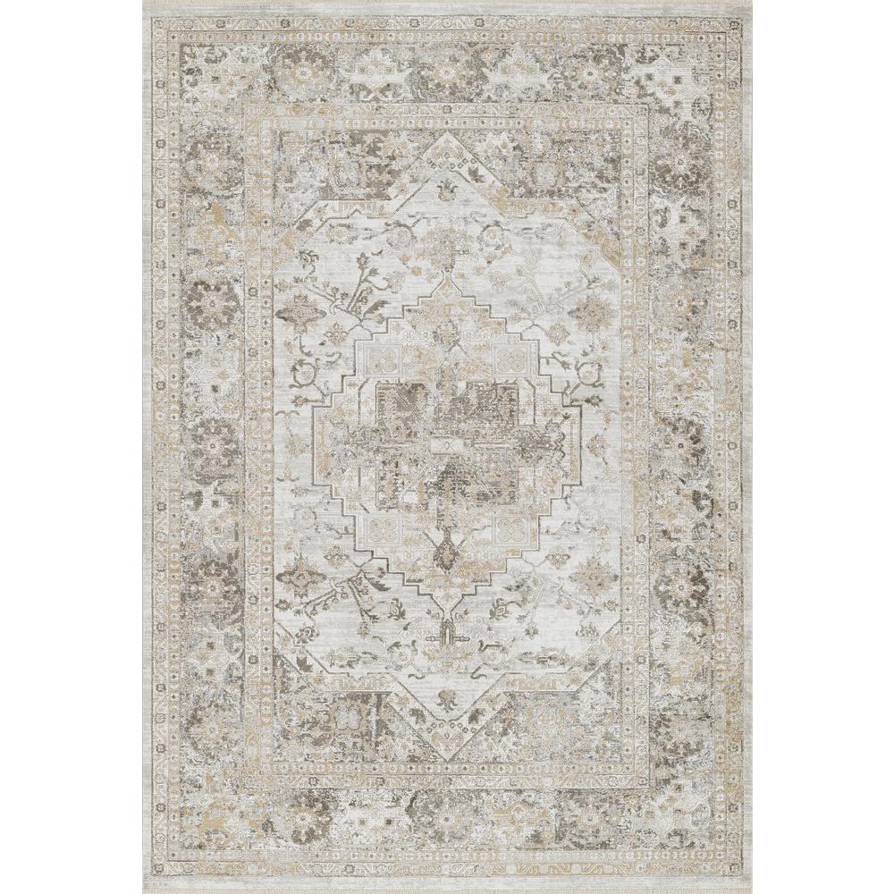 Traditional Rectangle Area Rug, Taupe, 3'11" X 5'5". Picture 1