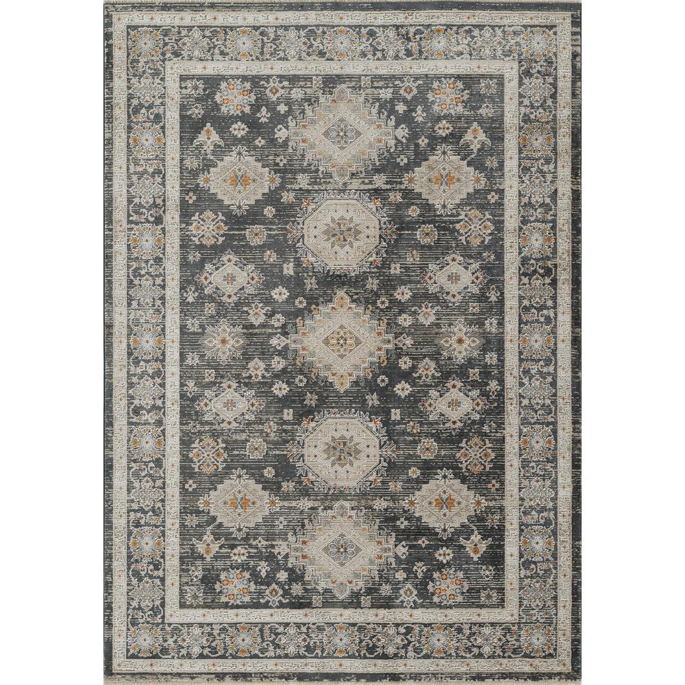 Traditional Rectangle Area Rug, Slate, 3'11" X 5'5". Picture 1