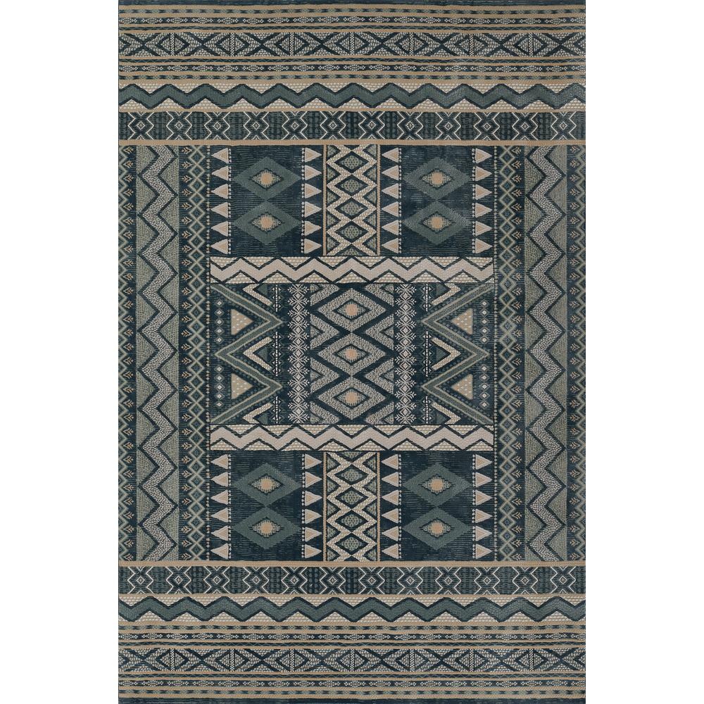 Contemporary Rectangle Area Rug, Blue, 3'10" X 5'7". Picture 1