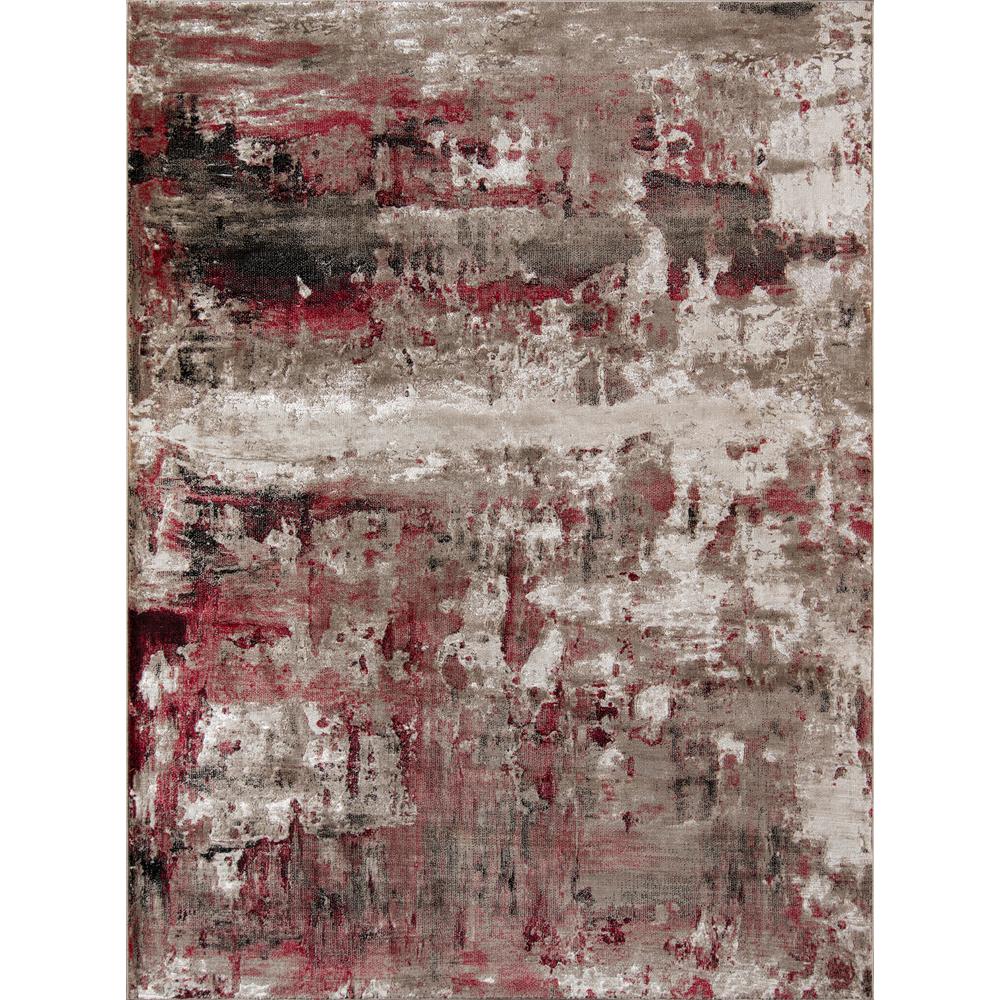 Contemporary Rectangle Area Rug, Red, 3'3" X 5'. Picture 1