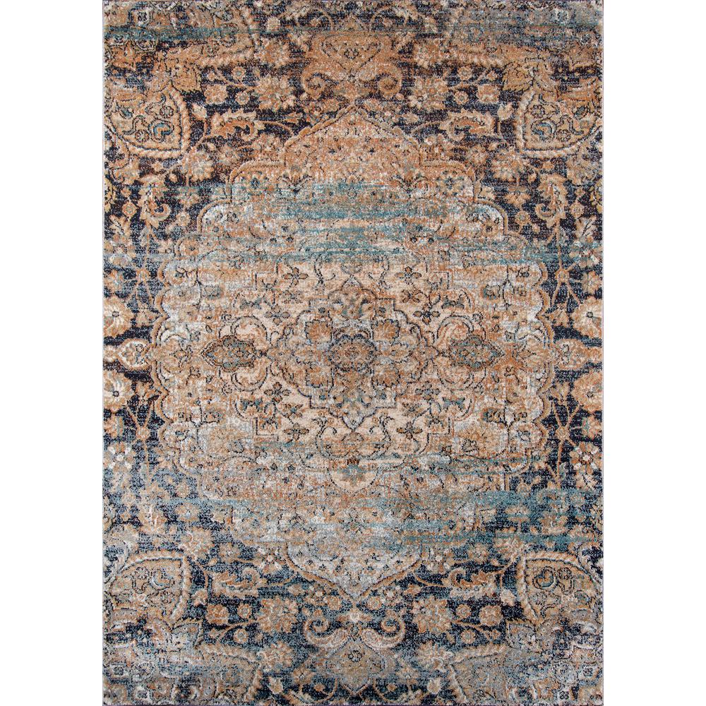 Traditional Rectangle Area Rug, Navy, 5'3" X 7'6". Picture 1