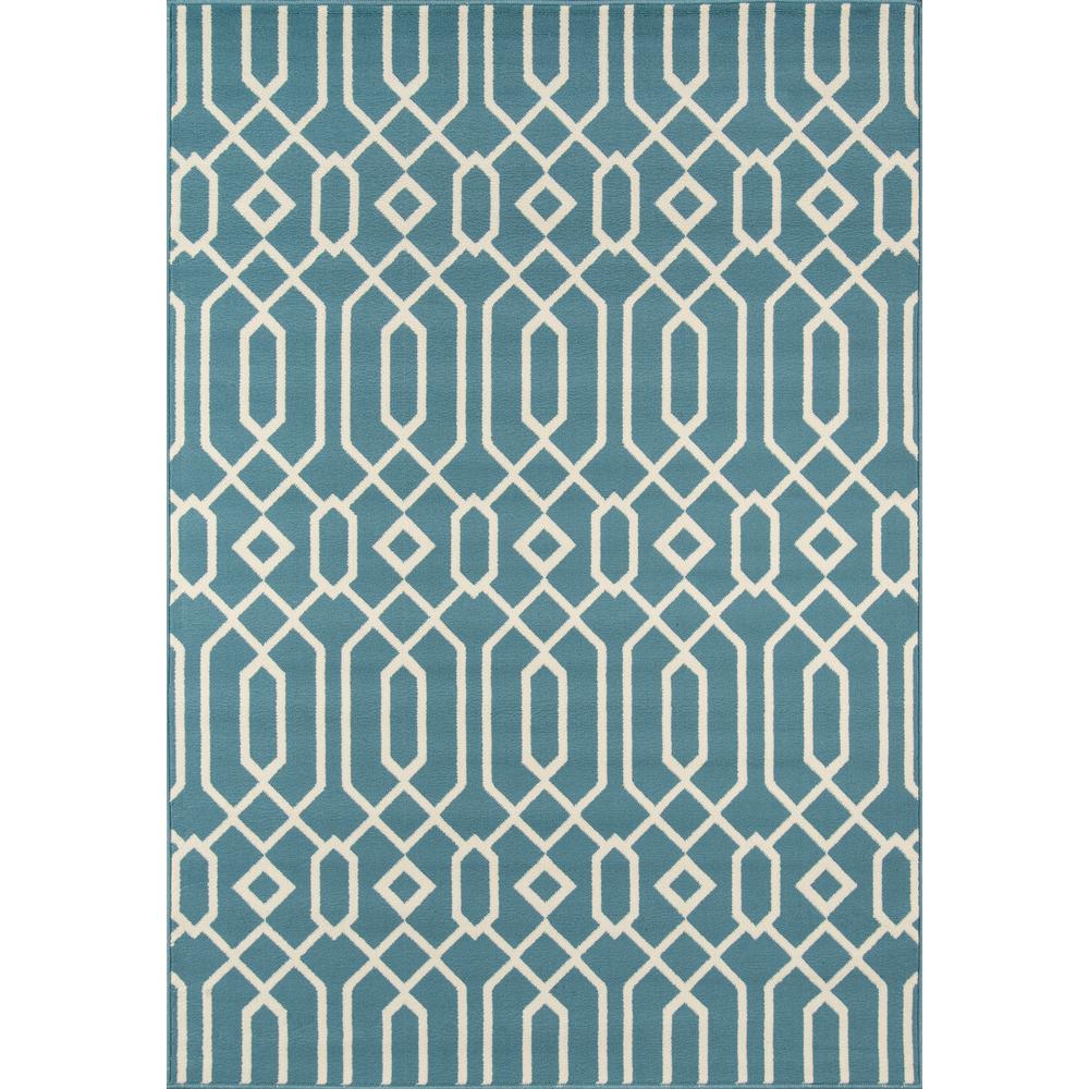 Contemporary Rectangle Area Rug, Blue, 3'11" X 5'7". Picture 1