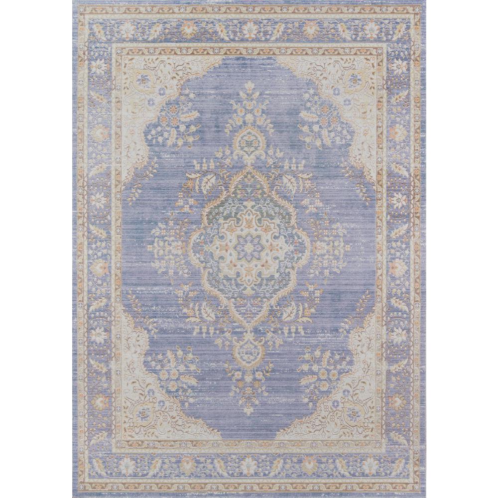Traditional Rectangle Area Rug, Periwinkle, 5'3" X 7'3". Picture 1