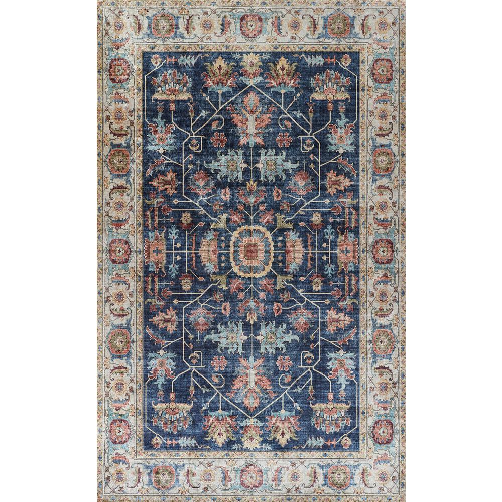 Traditional Rectangle Area Rug, Navy, 5' X 8'. Picture 1