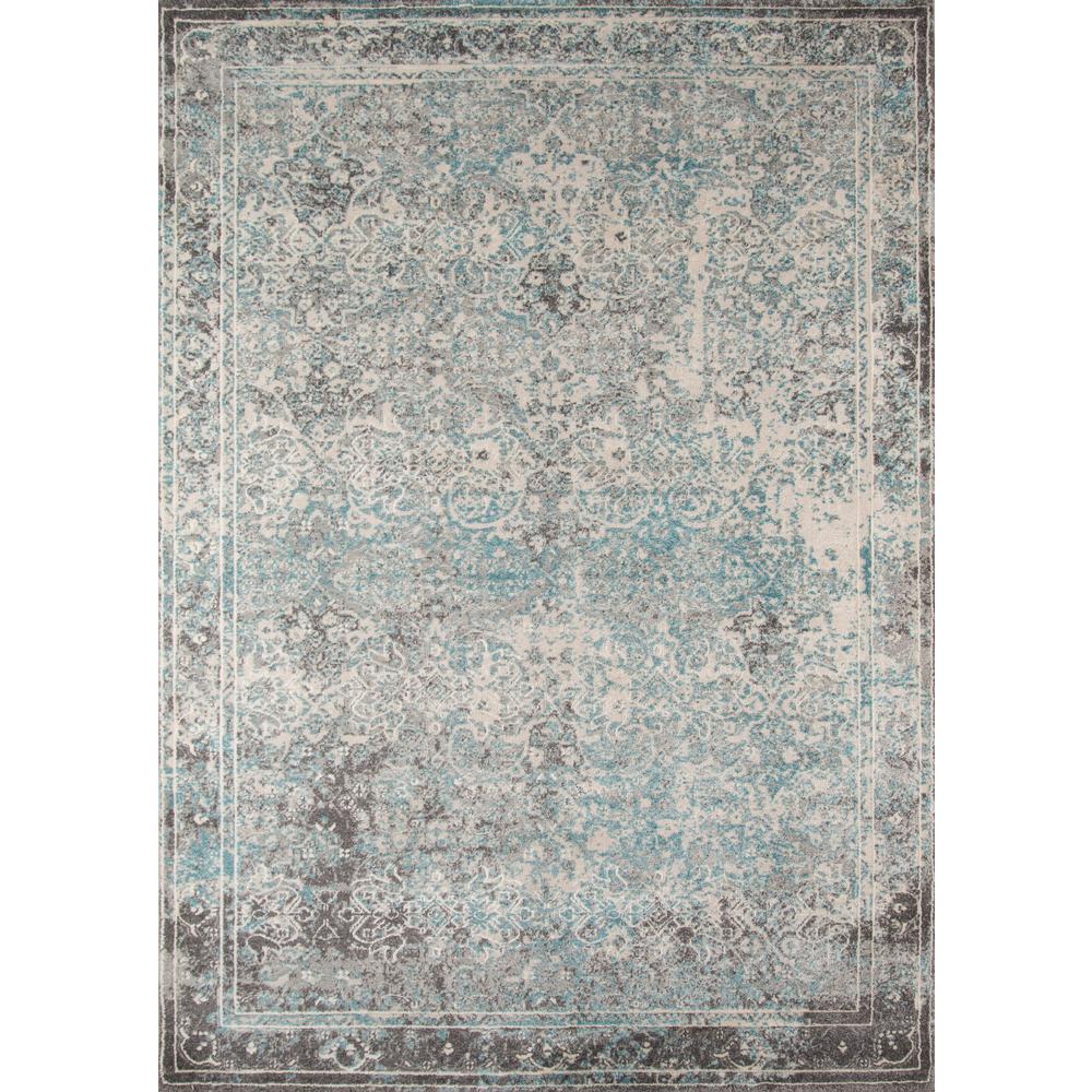 Transitional Rectangle Area Rug, Turquoise, 5'3" X 7'6". Picture 1