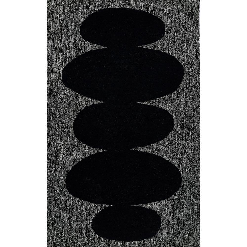 Contemporary Rectangle Area Rug, Black, 5' X 8'. Picture 1