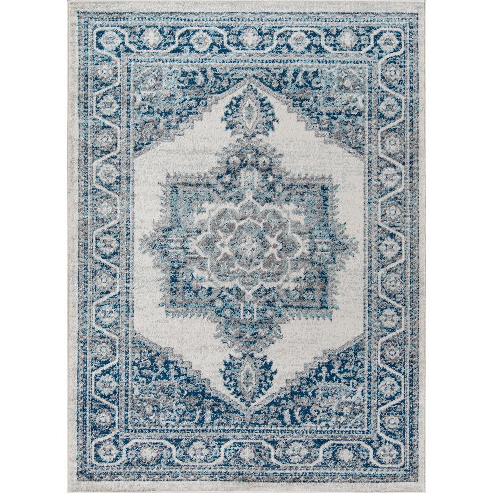 Traditional Rectangle Area Rug, Blue, 9'3" X 12'6". Picture 1