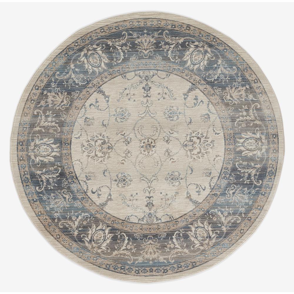 Traditional Round Area Rug, Blue, 5' X 5' Round. Picture 6
