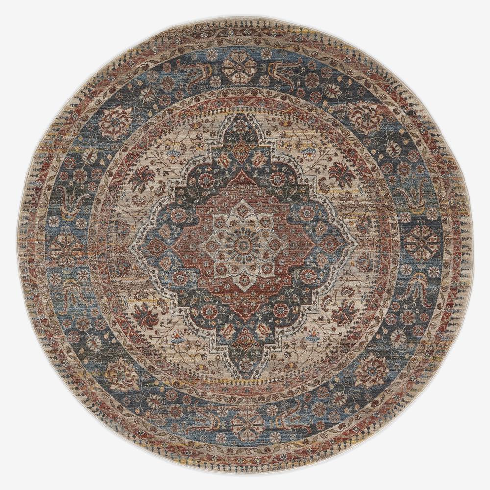 Traditional Round Area Rug, Multi, 5' X 5' Round. Picture 6