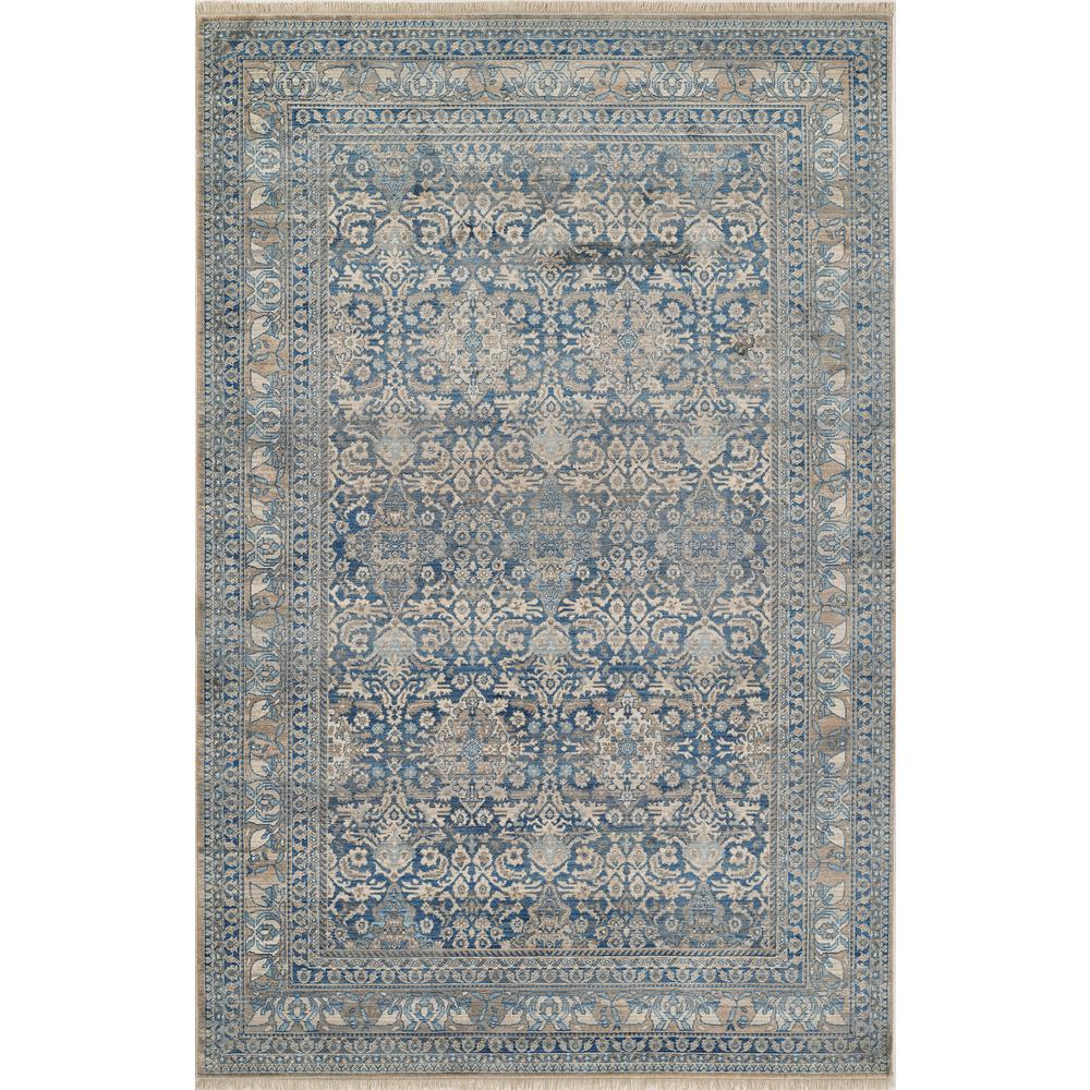 Traditional Round Area Rug, Blue, 5' X 5' Round. Picture 1