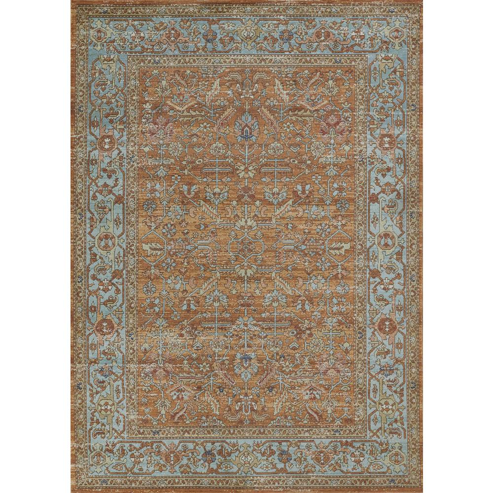 Traditional Rectangle Area Rug, Orange, 6'7" X 9'6". Picture 1