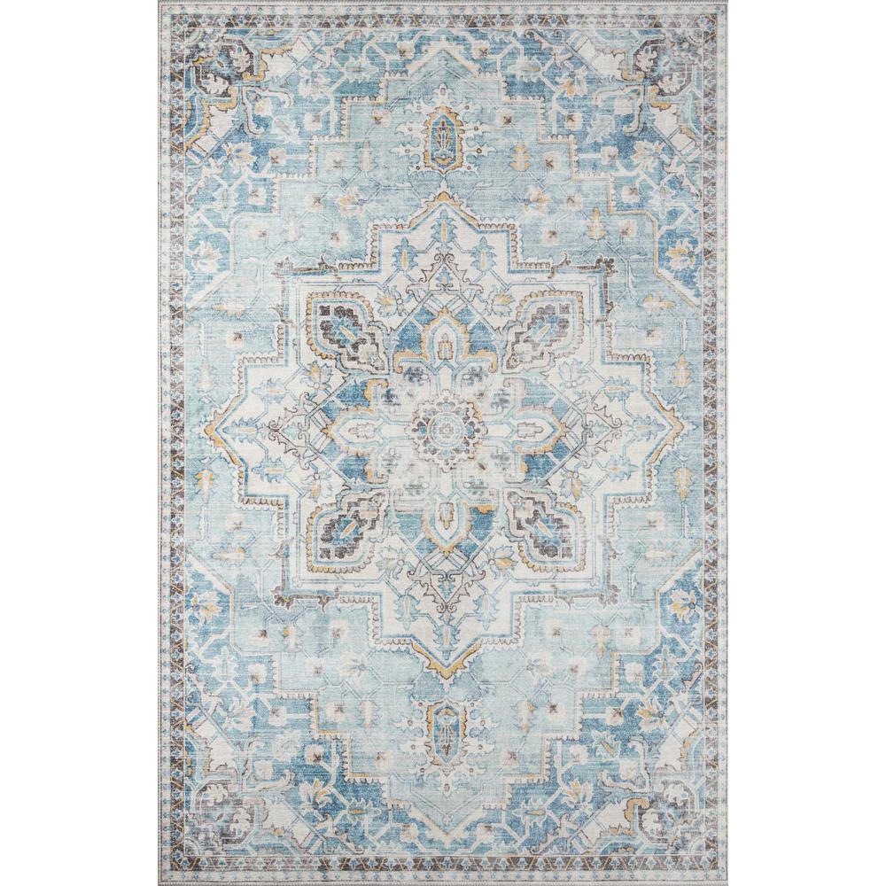 Traditional Rectangle Area Rug, Light Blue, 5' X 7'6". Picture 1