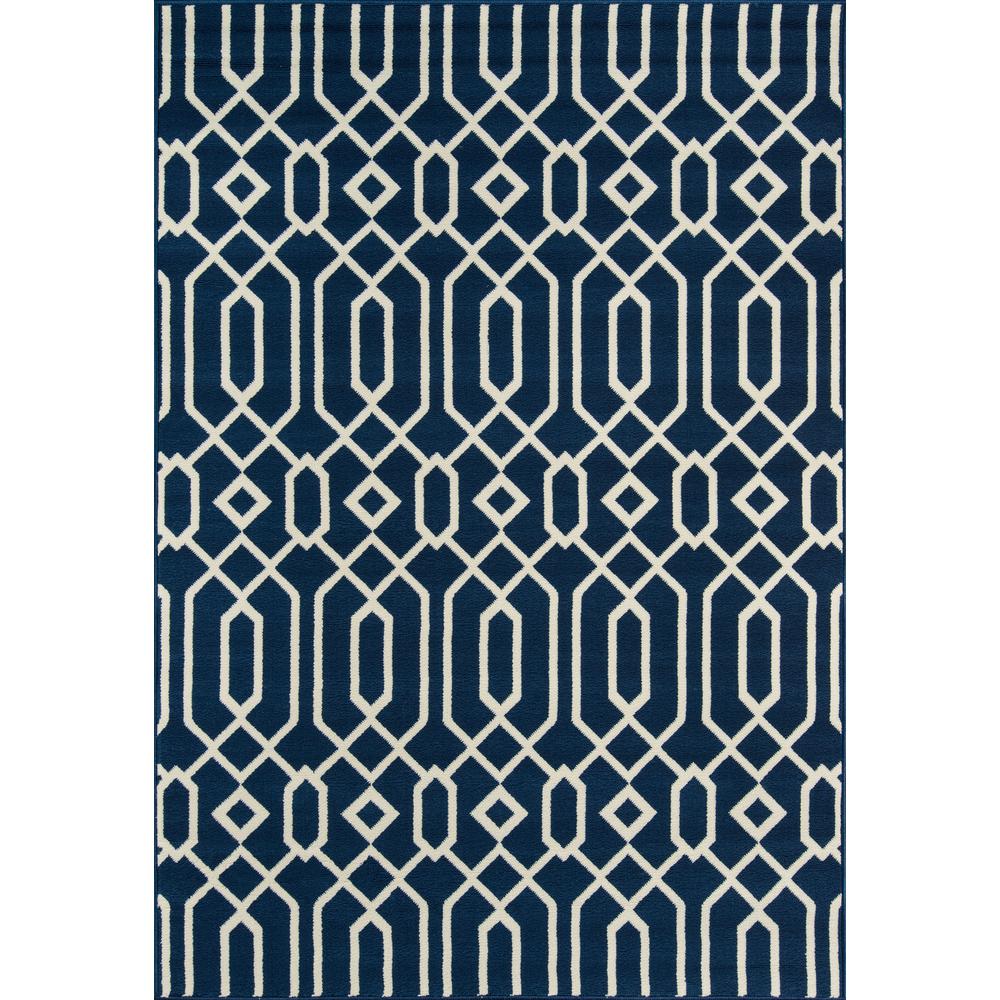 Contemporary Rectangle Area Rug, Navy, 6'7" X 9'6". Picture 1