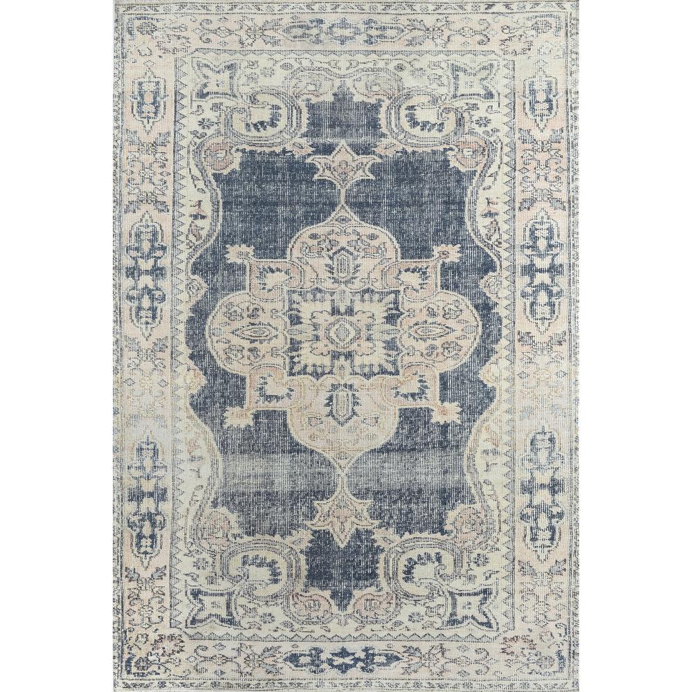 Traditional Rectangle Area Rug, Navy, 2' X 3'. Picture 1