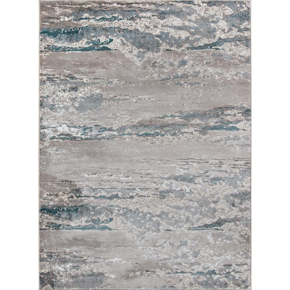 Contemporary Rectangle Area Rug, Teal, 2' X 3'. Picture 1