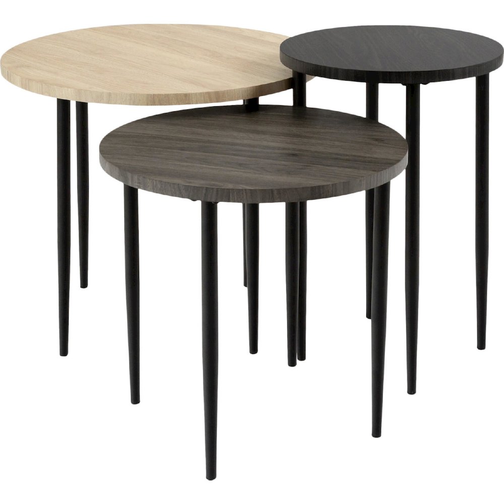 3 Piece Round Nesting Coffee Table Set- Birch. Picture 1