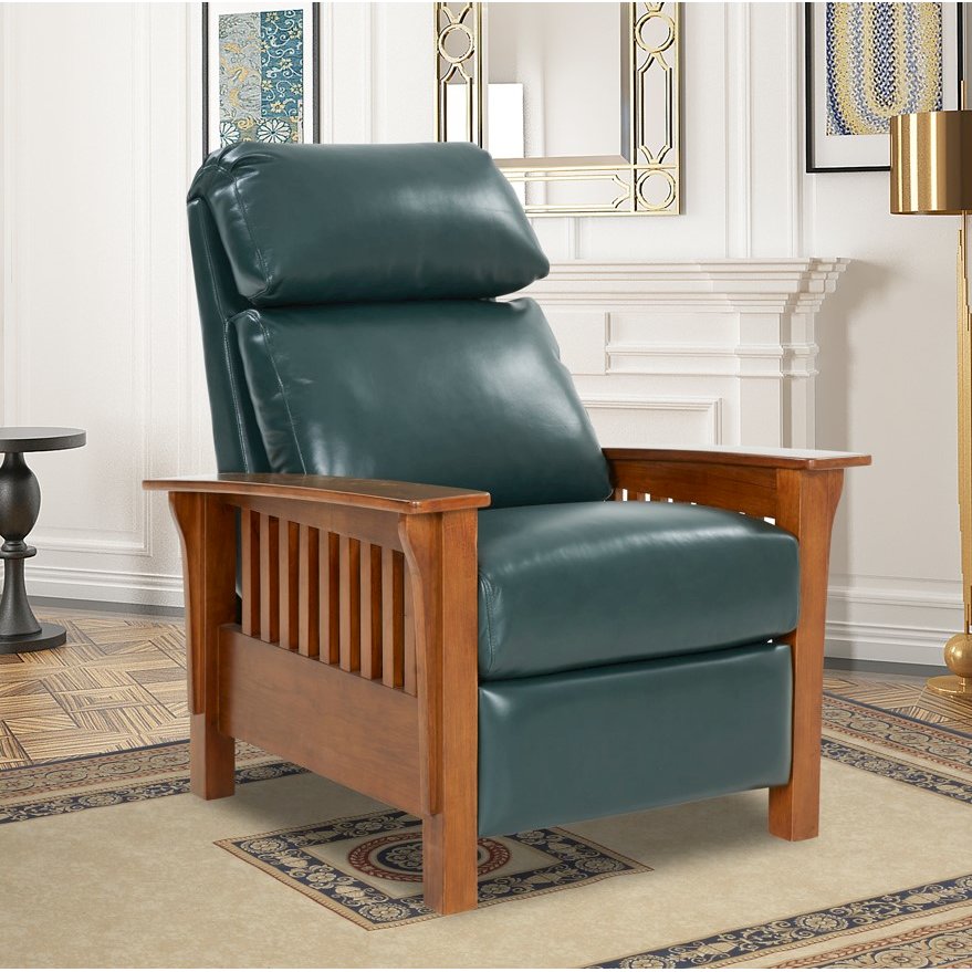 Mission Recliner, Highland Emerald / All Leather. Picture 3