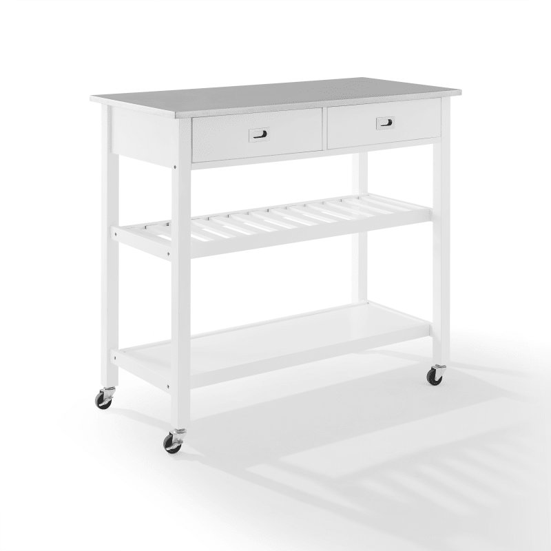 Chloe Stainless Steel Top Kitchen Island/Cart White/Stainless Steel. Picture 1