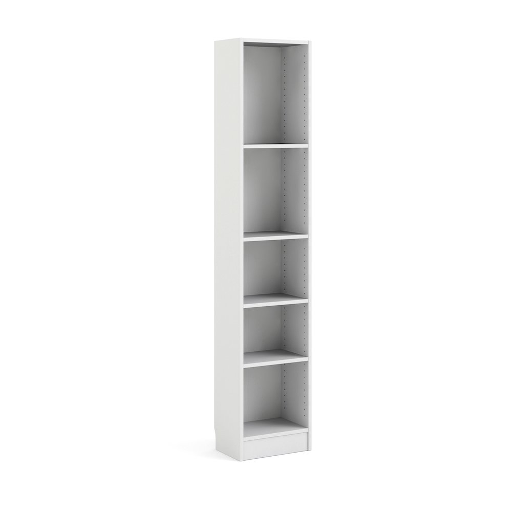 Element Tall Narrow 5 Shelf Bookcase, White. Picture 1