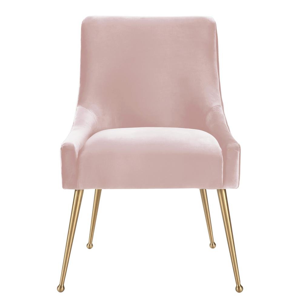 Blush Velvet Side Chair with Gold Stainless Steel Legs, Belen Kox. Picture 3