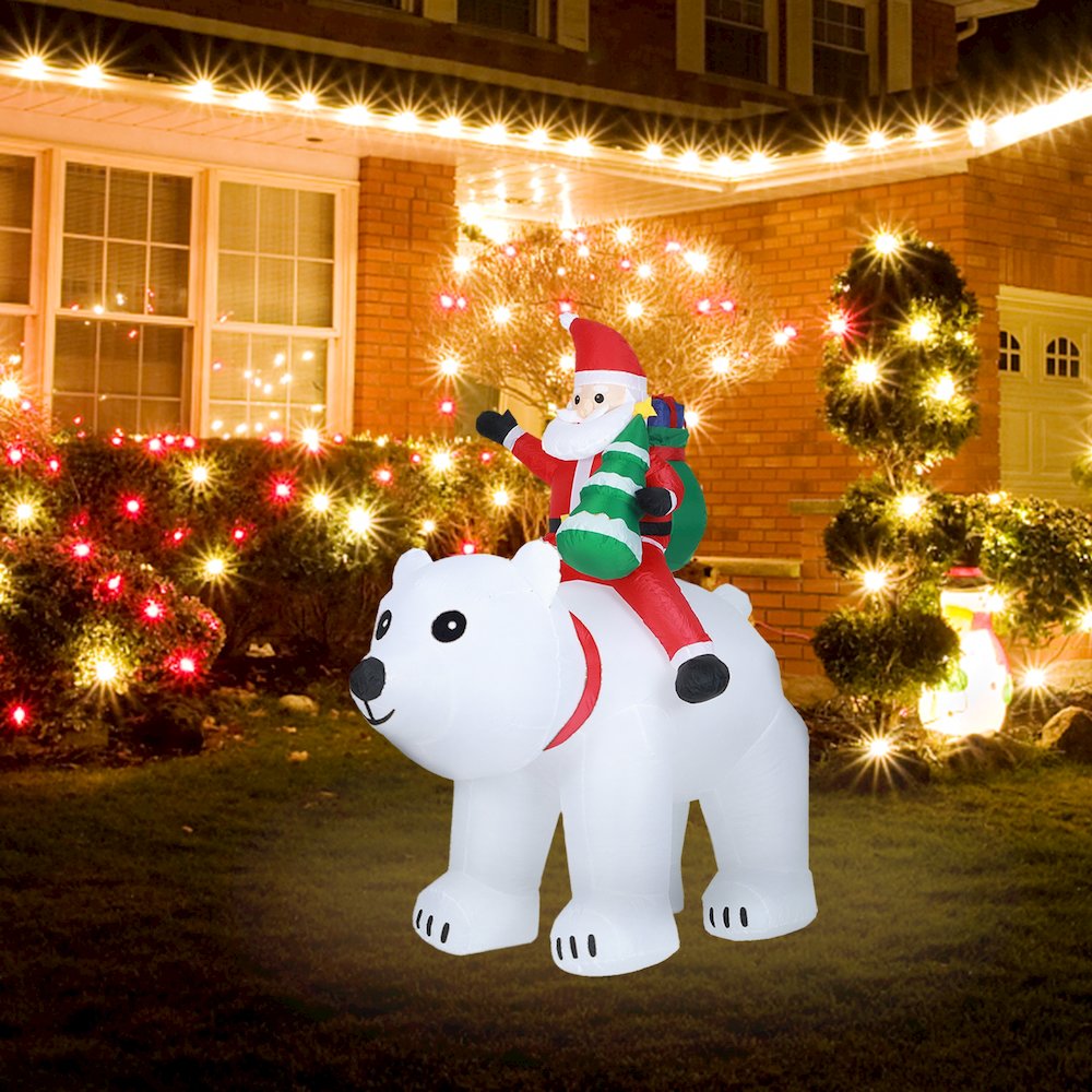 6Ft Santa and Polar Bear Inflatable with LED Lights. Picture 4