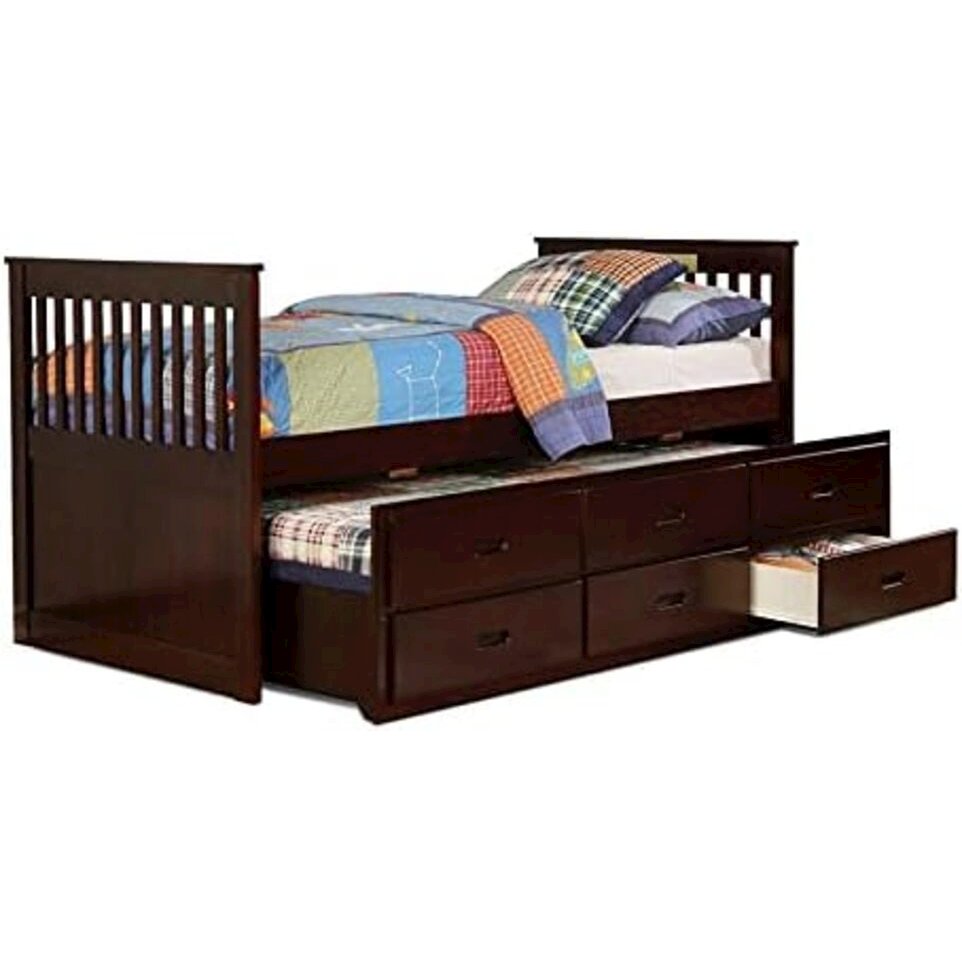 Hugo Twin Over Twin Trundle Bed with 3 Drawers - Espresso. Picture 1