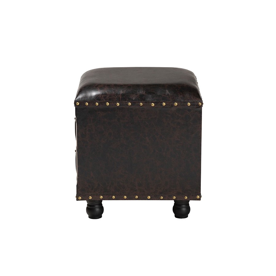 Leather Upholstered Wood Storage Ottoman. Picture 19