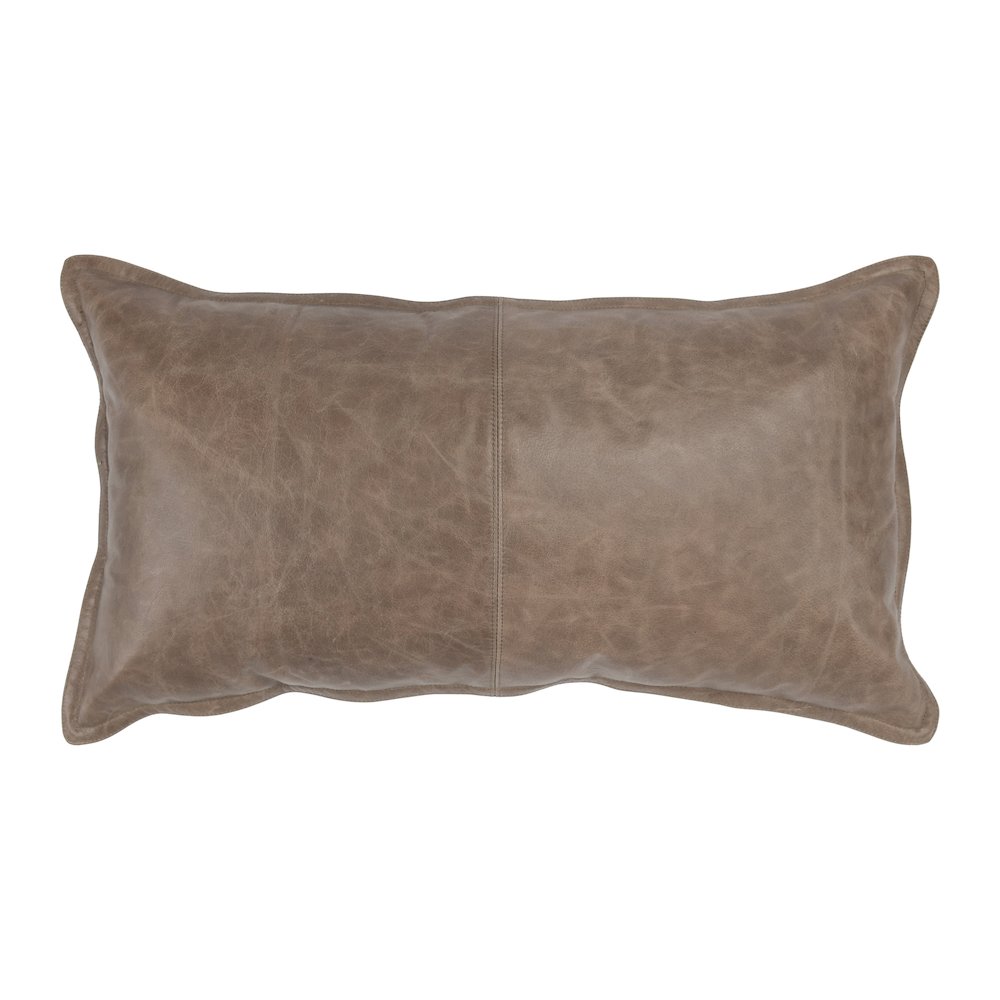 Kosas Home Cheyenne 100% Leather 22" Throw Pillow, Taupe. Picture 1