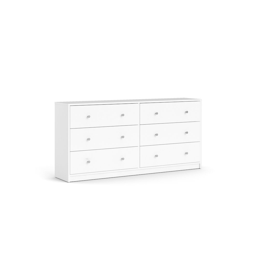 Portland 6 Drawer Double Dresser, White. Picture 2