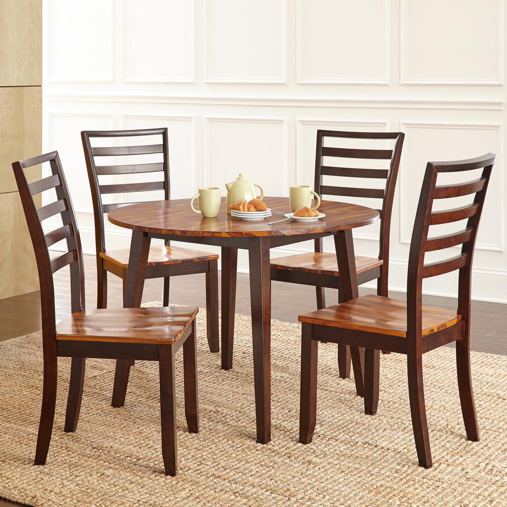 5 Pc Dining Set, Tone on tone cordovan cherry finish. Picture 1