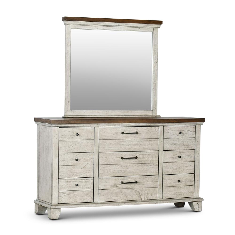 Creek Dresser and Mirror, Rustic Ivory/Honey. Picture 1