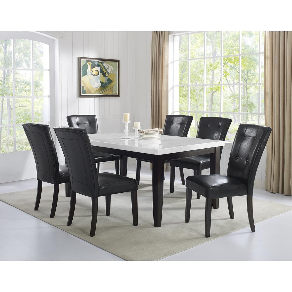 7pc Rectangle Dining Set, White/Dark Cherry. Picture 1