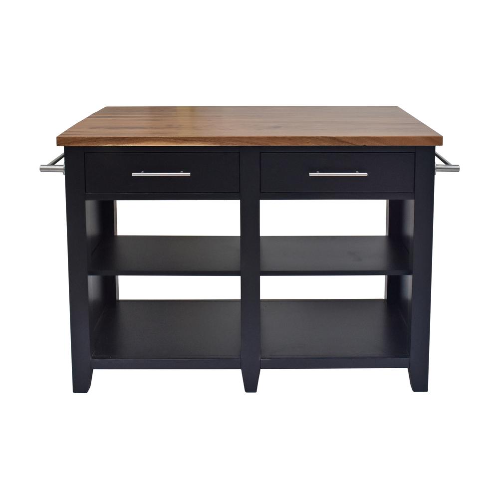 Hilton Black Kitchen Island Set with Natural Stools. Picture 9