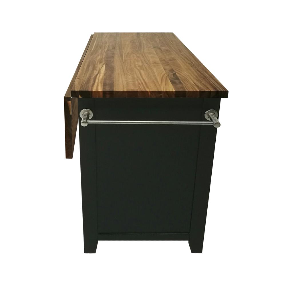 Hilton Black Kitchen Island Set with Natural Stools. Picture 15