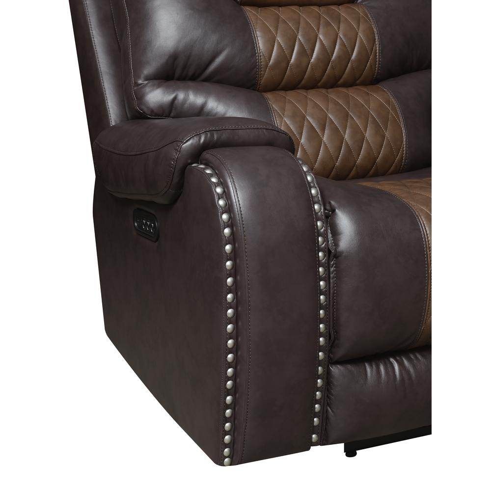 Power Reclining Loveseat with Console - Brown, Brown vinyl. Picture 6