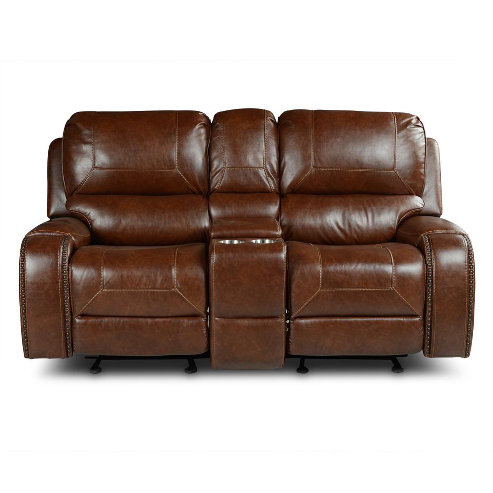 Keily Manual Glider Recliner Loveseat - Brown. Picture 2