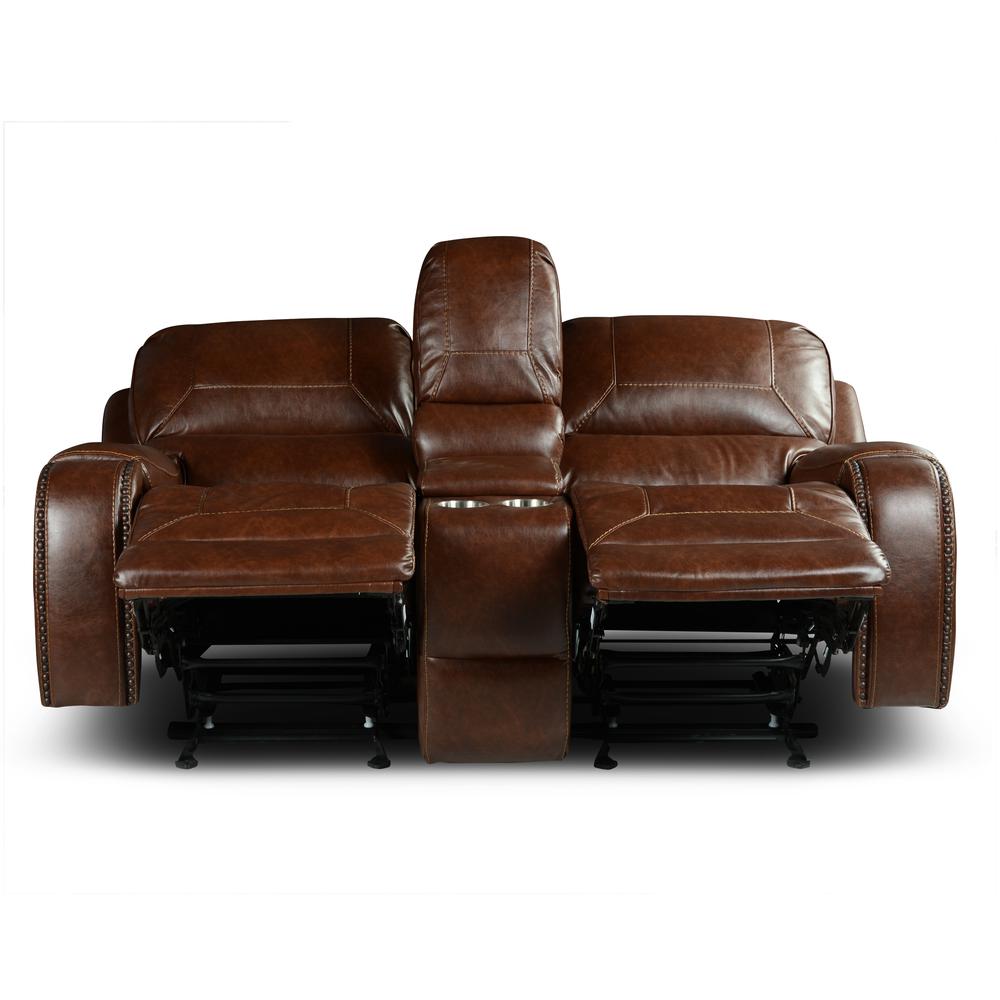 Keily Manual Glider Recliner Loveseat - Brown. Picture 3