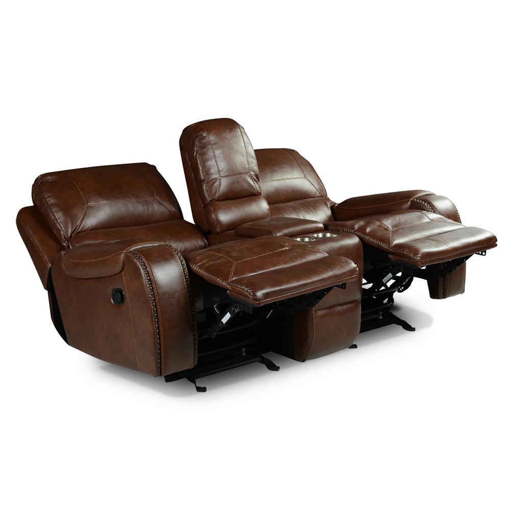 Keily Manual Glider Recliner Loveseat - Brown. Picture 4