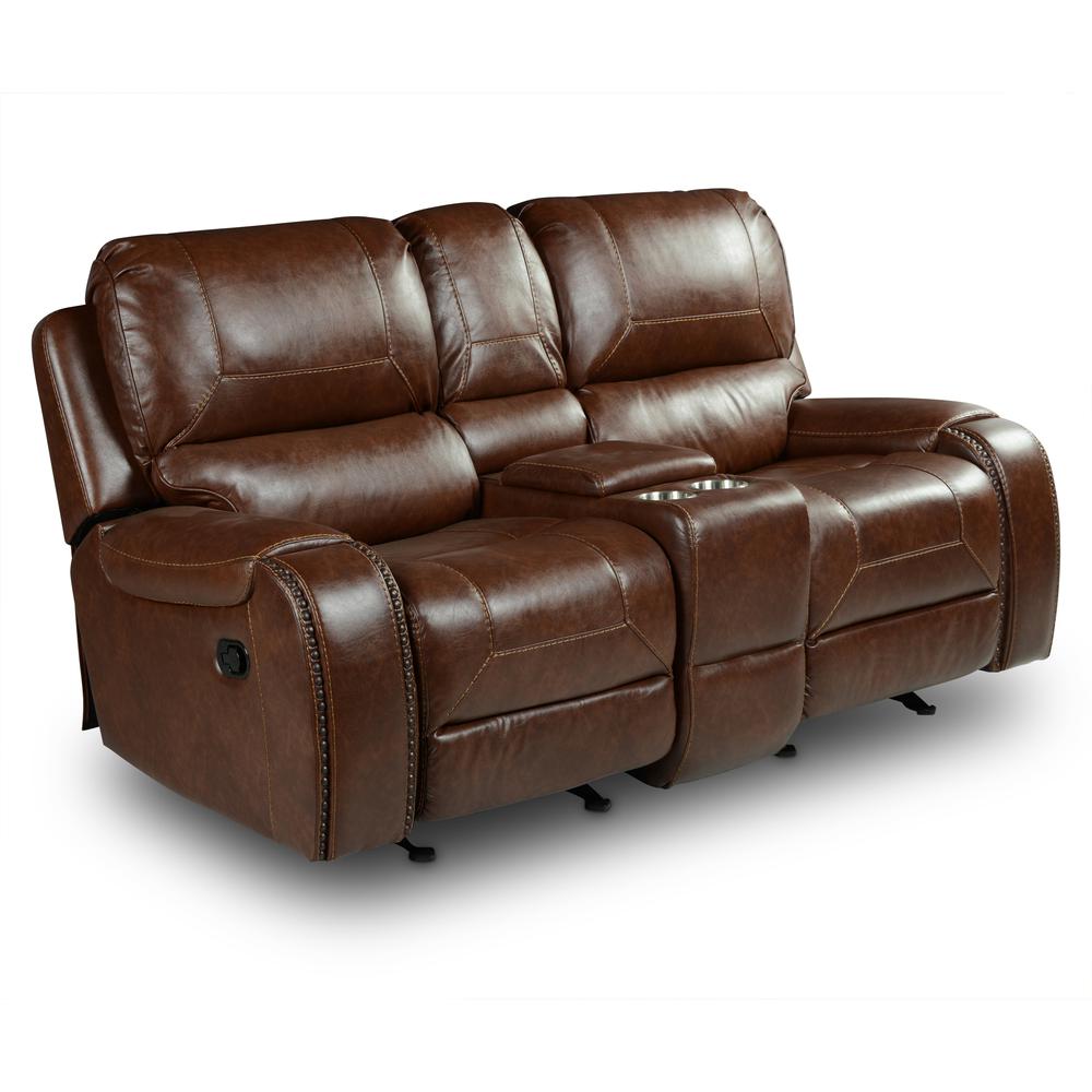 Keily Manual Glider Recliner Loveseat - Brown. Picture 6