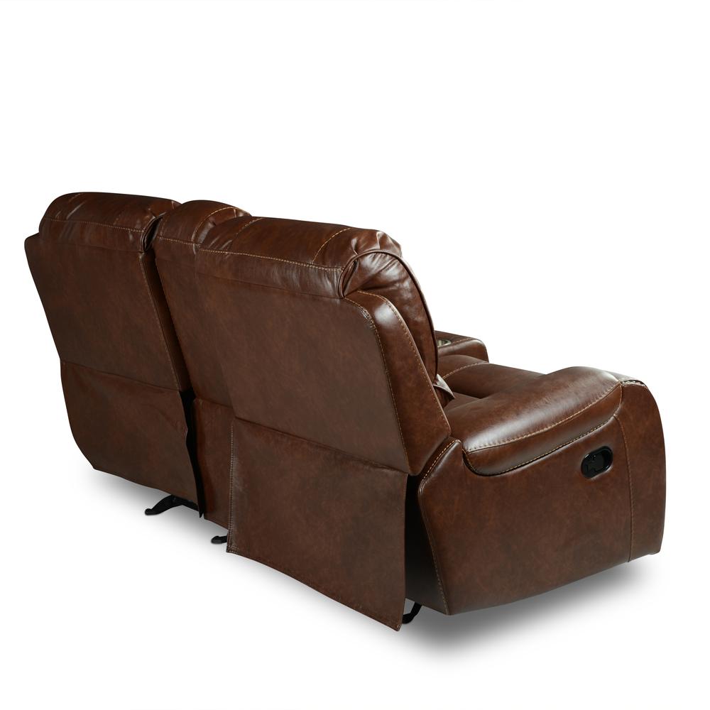 Keily Manual Glider Recliner Loveseat - Brown. Picture 7