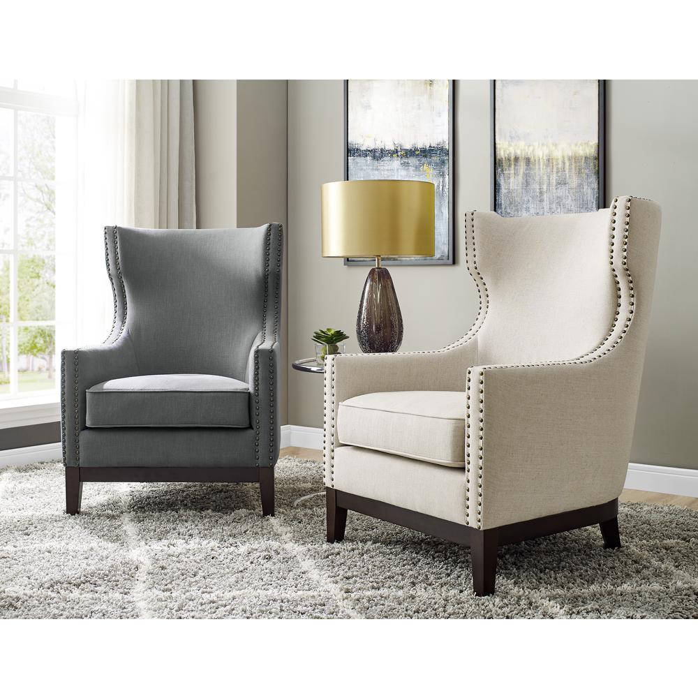 Roswell Linen Accent Chair - Gray. Picture 2
