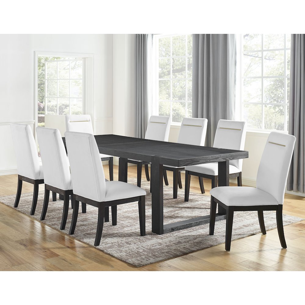 Yves 9pc Dining Set - White. Picture 5