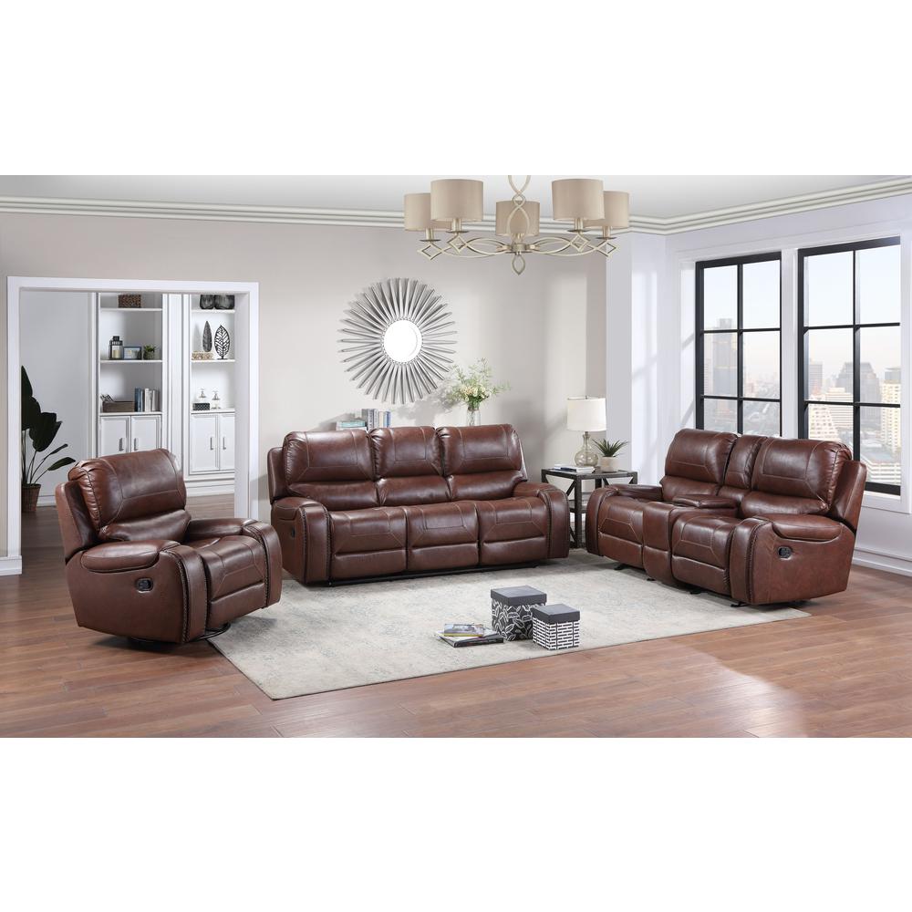 Keily Manual Recliner Sofa - Brown. Picture 2