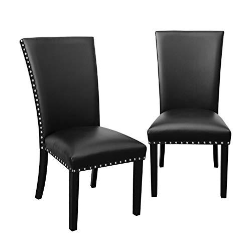 Side Chair - set of 2, Ebony wood finish/black vinyl seat. Picture 1